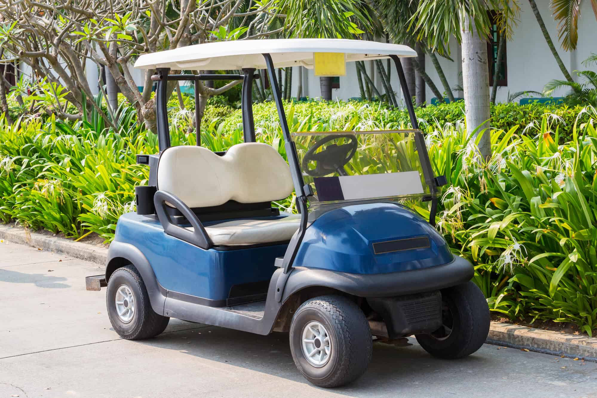 golf cart on the road parked