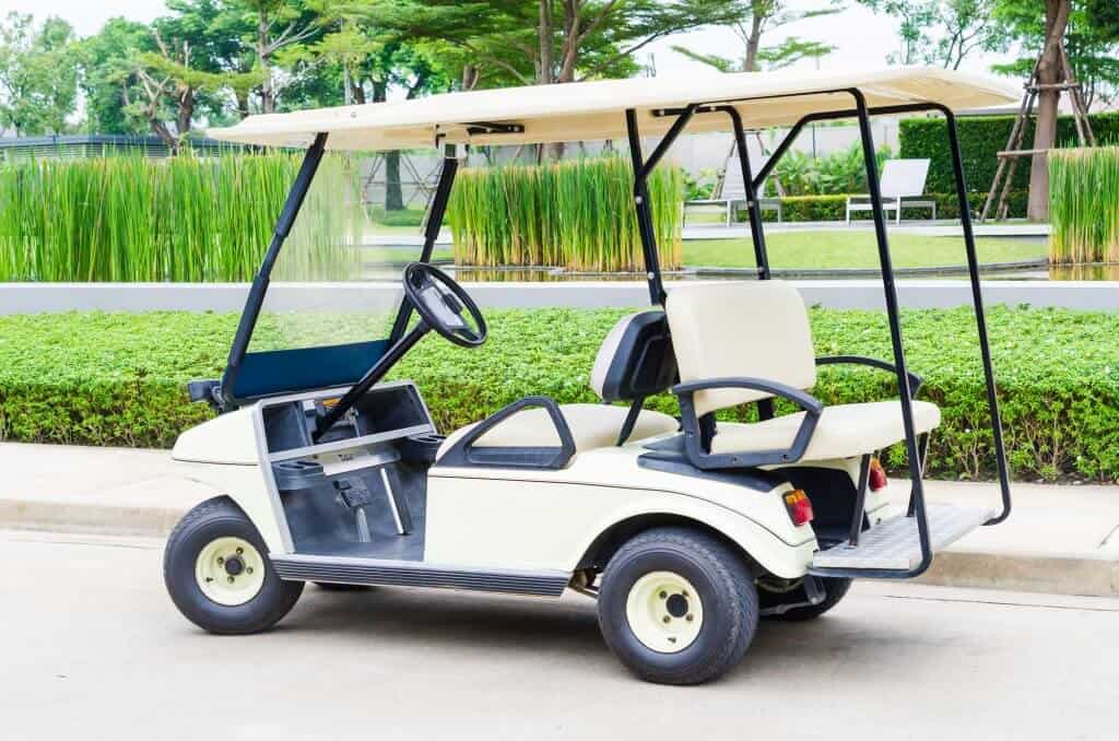 what golf cart parked in road