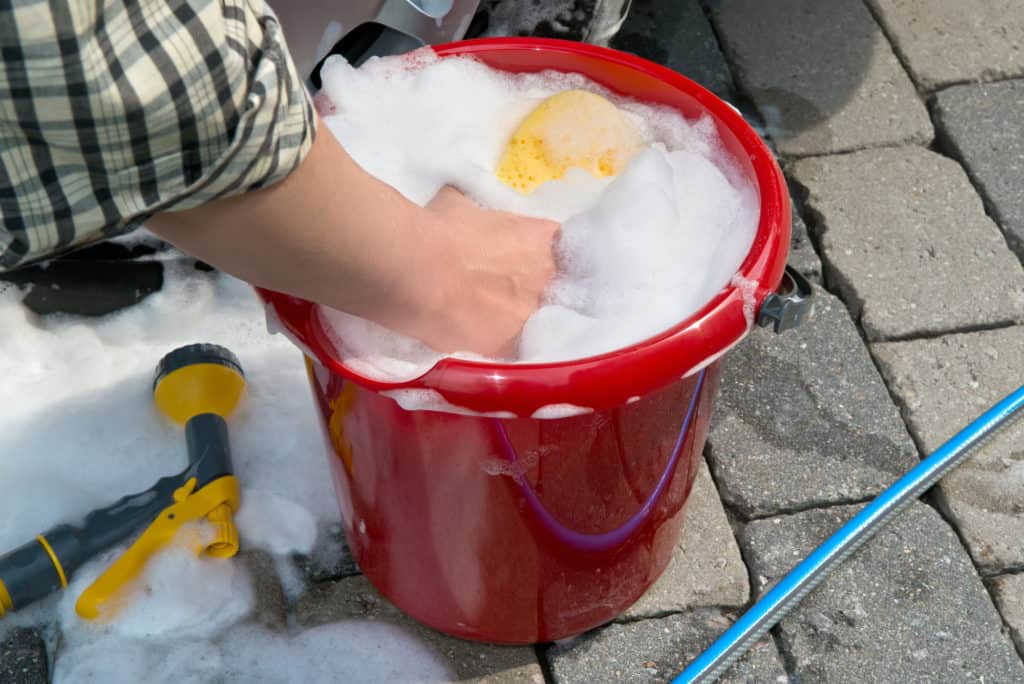 cleaning bucket with soap and water