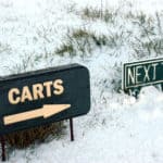 golf cart sign in winter on golf course