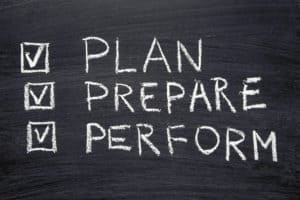 plan and prepare words written on chalkboard