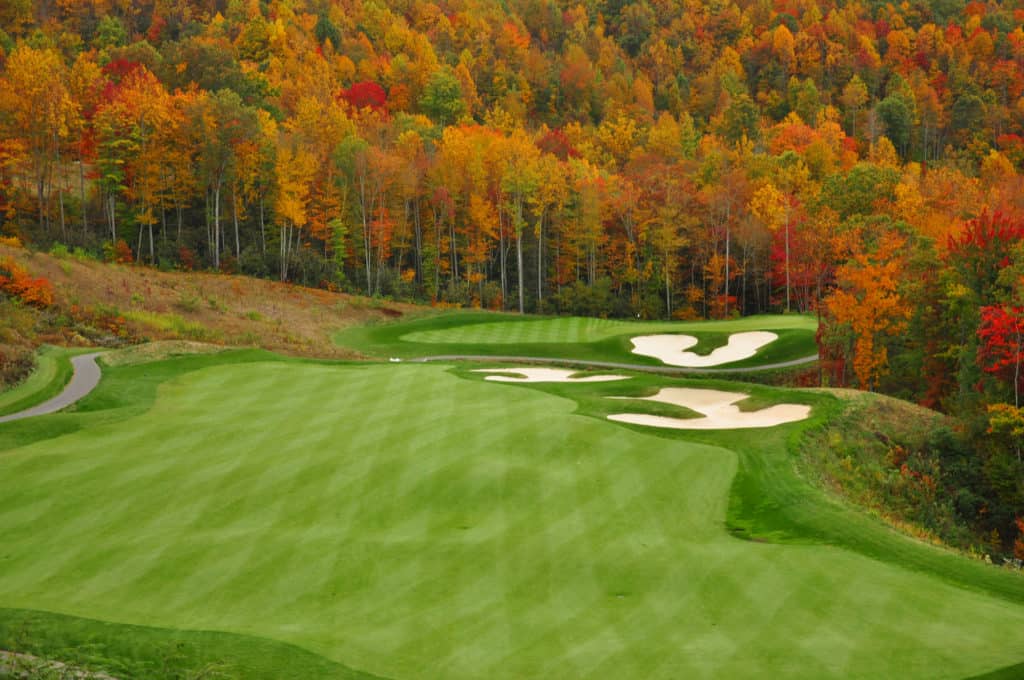 golf course nestled in the North Carolina mountains in the Fall