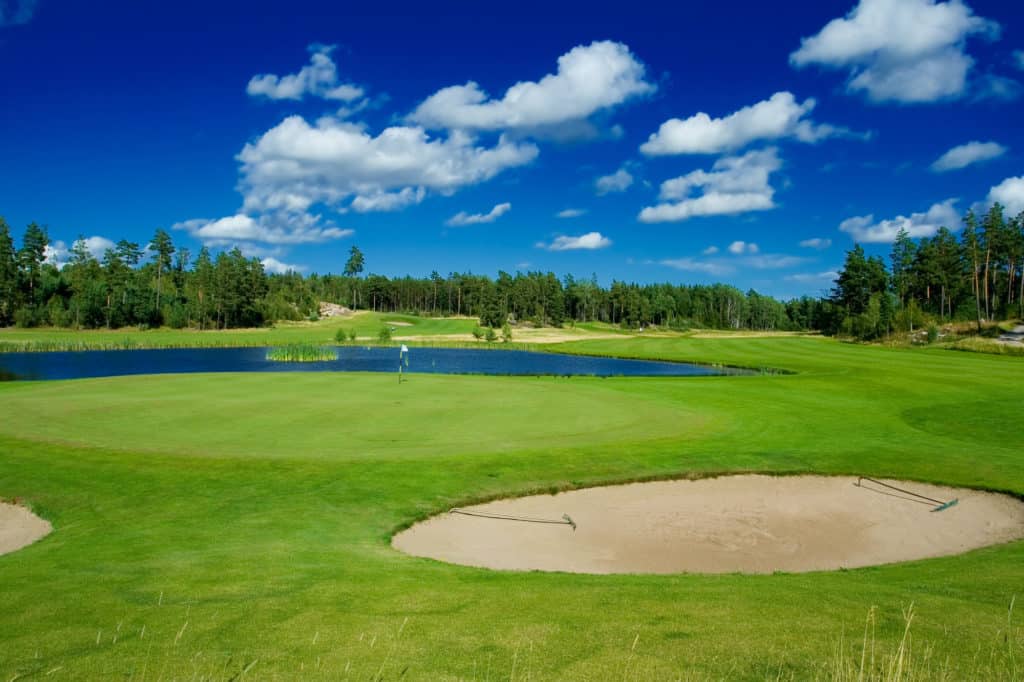 Swedish golf landscape on a sunny day in July