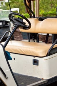 empty golf cart with steering wheel