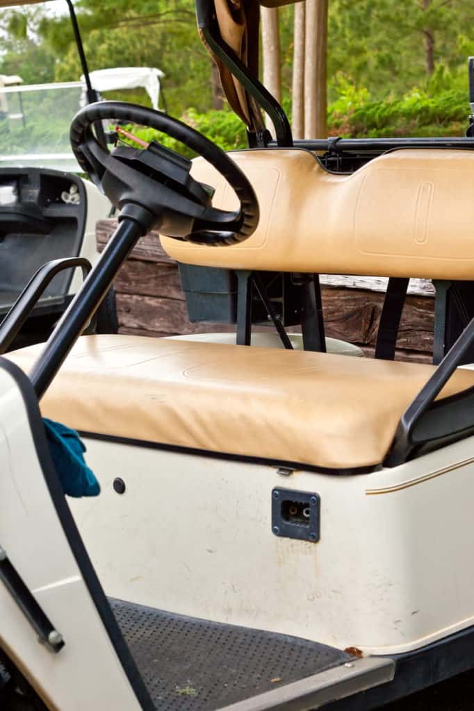 empty golf cart with steering wheel