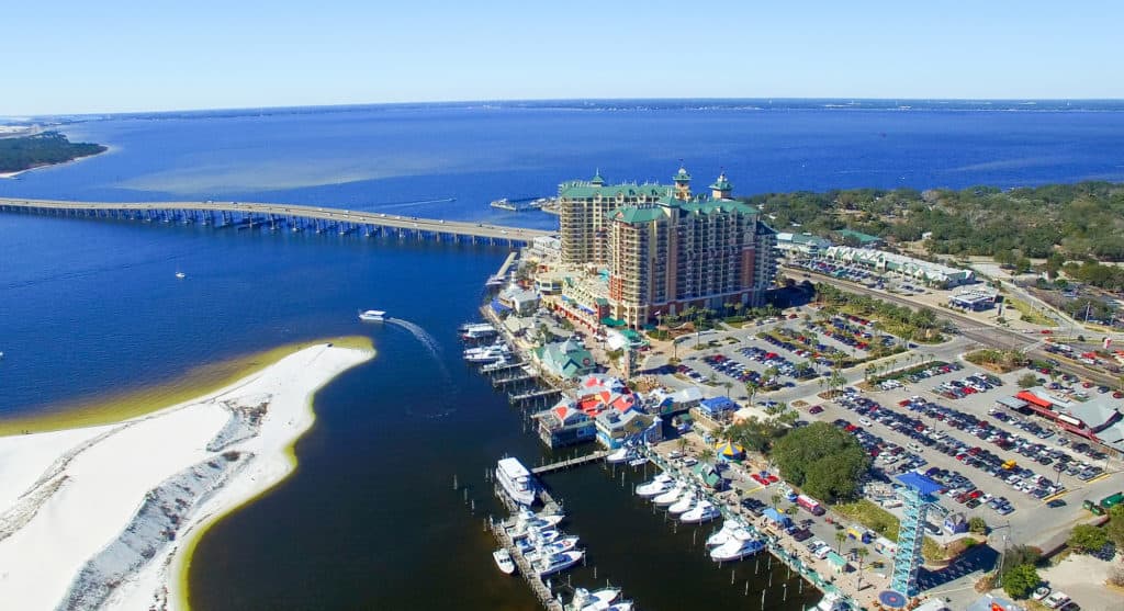 Destin, Florida. Aerial view of beautiful city skyline.