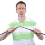 being a sore loser and breaking his golf club