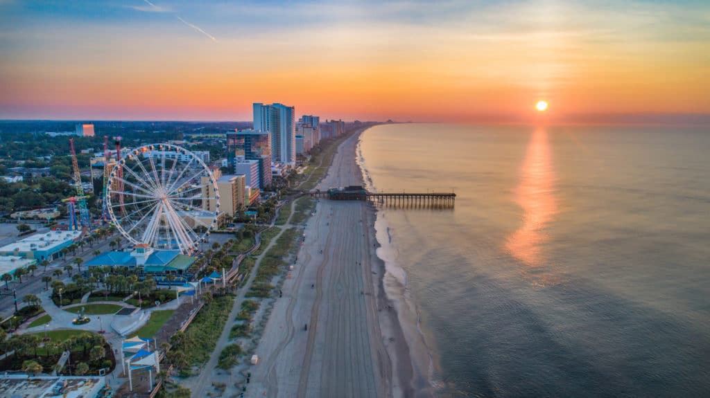 Myrtle Beach South Carolina SC Drone Skyline Aerial.