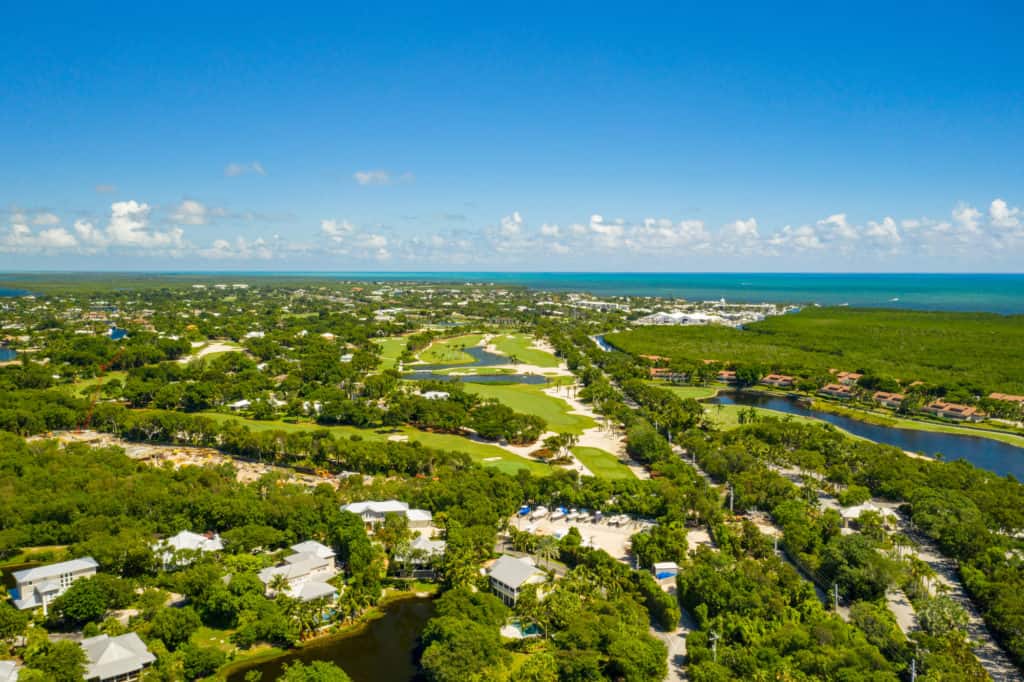 Aerial drone photo Ocean Reef Club Key Largo Florida an upscale neighborhood