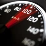 Close up of car speed meter