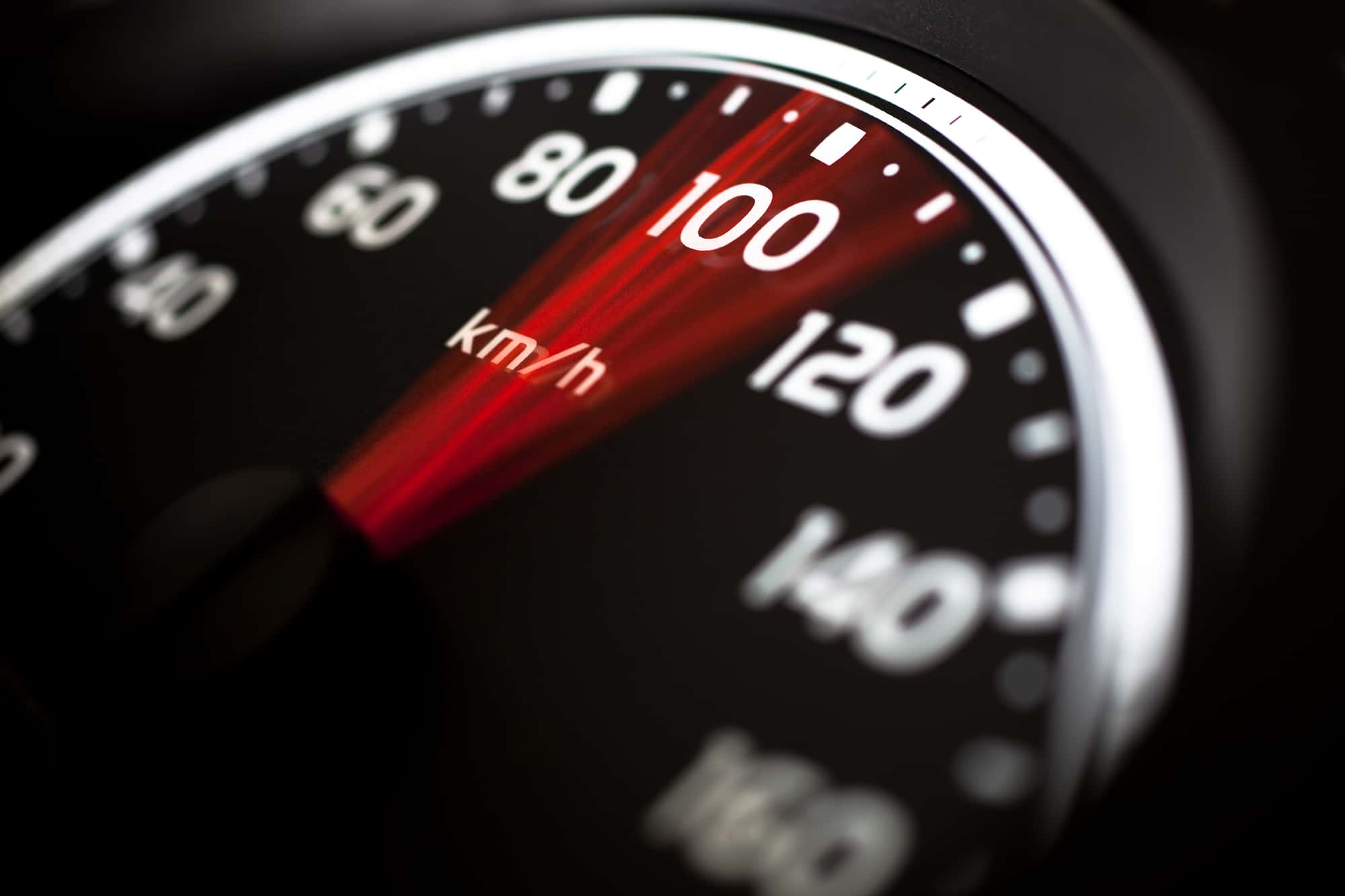 Close up of car speed meter