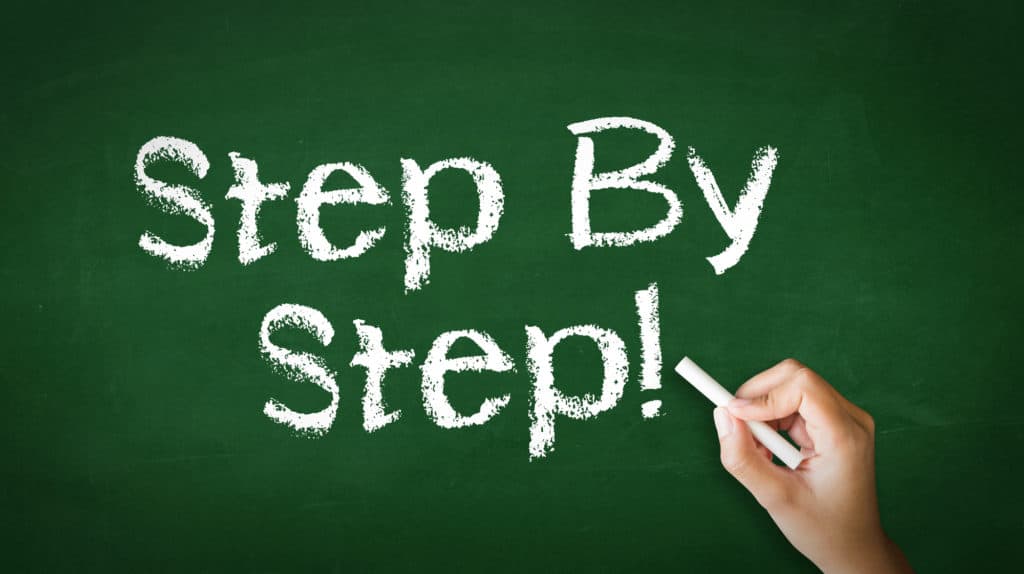 A person drawing and pointing at a Step by Step Chalk Illustration