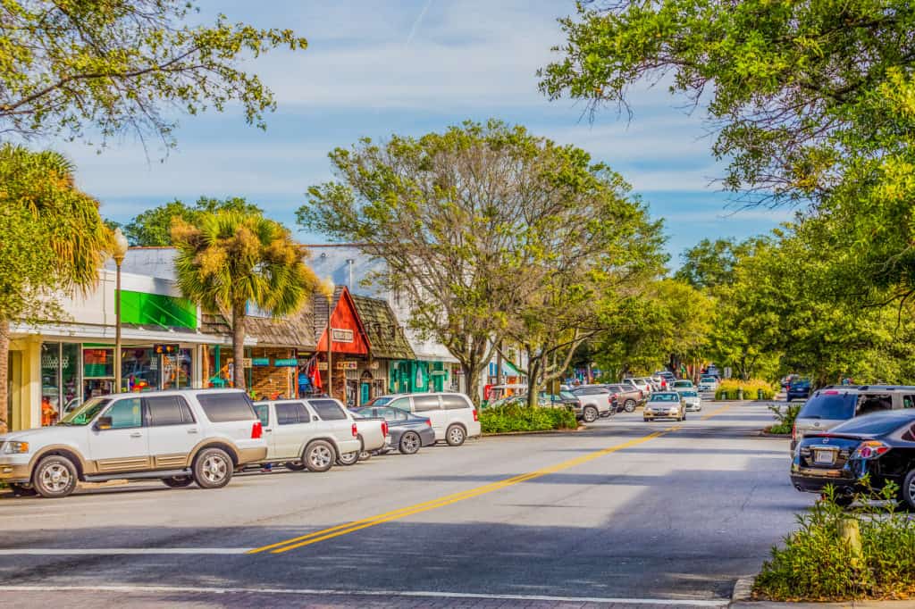 Cars Parked Along Sreet in St Simons Village