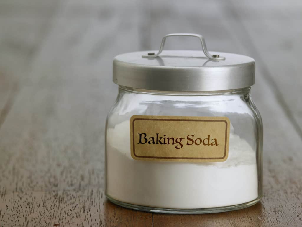 baking soda on the wooden table top