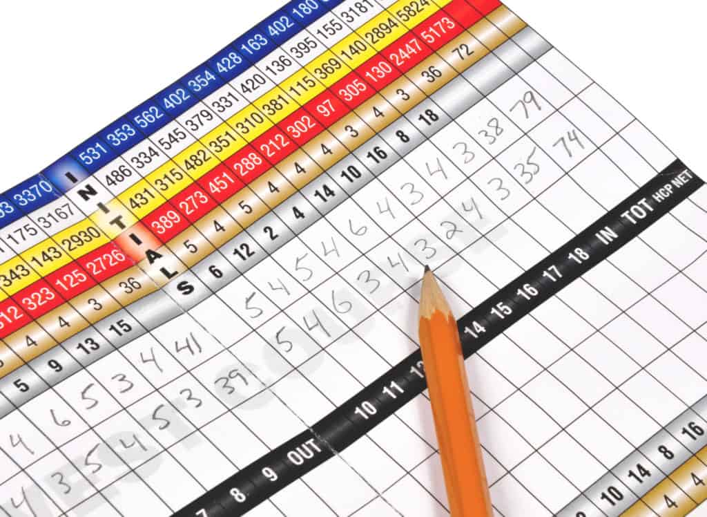 golf score card with pencil