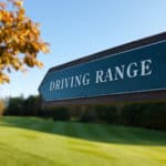 Driving Range direction sign at a golf course