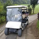 Tropical Golf Cart parking on road