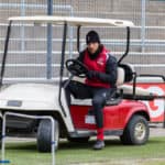 man on ezgo golf cart