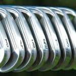 A brand new set of golf club irons