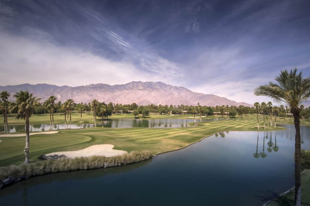 Beautiful landscape view of Palm Springs and Chino Canyon on a hot summer day.