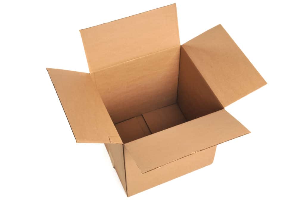 Opened cardboard box isolated on a white background