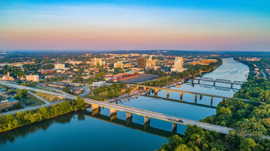 Augusta, Georgi, USA Downtown Skyline Aerial.