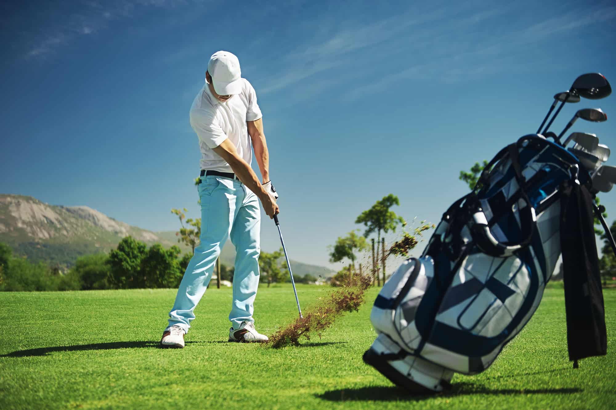 Golf shot on course in fairway on vacation