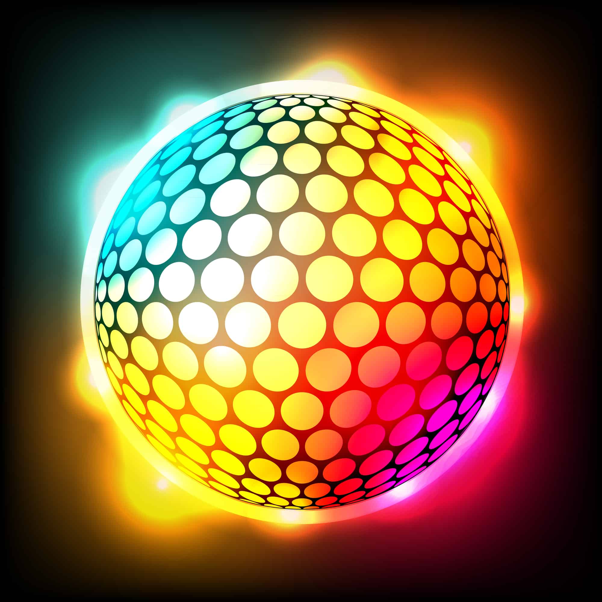 An abstract illustration of a glowing golf ball. Vector EPS 10 available. EPS contain transparencies and gradient mesh.