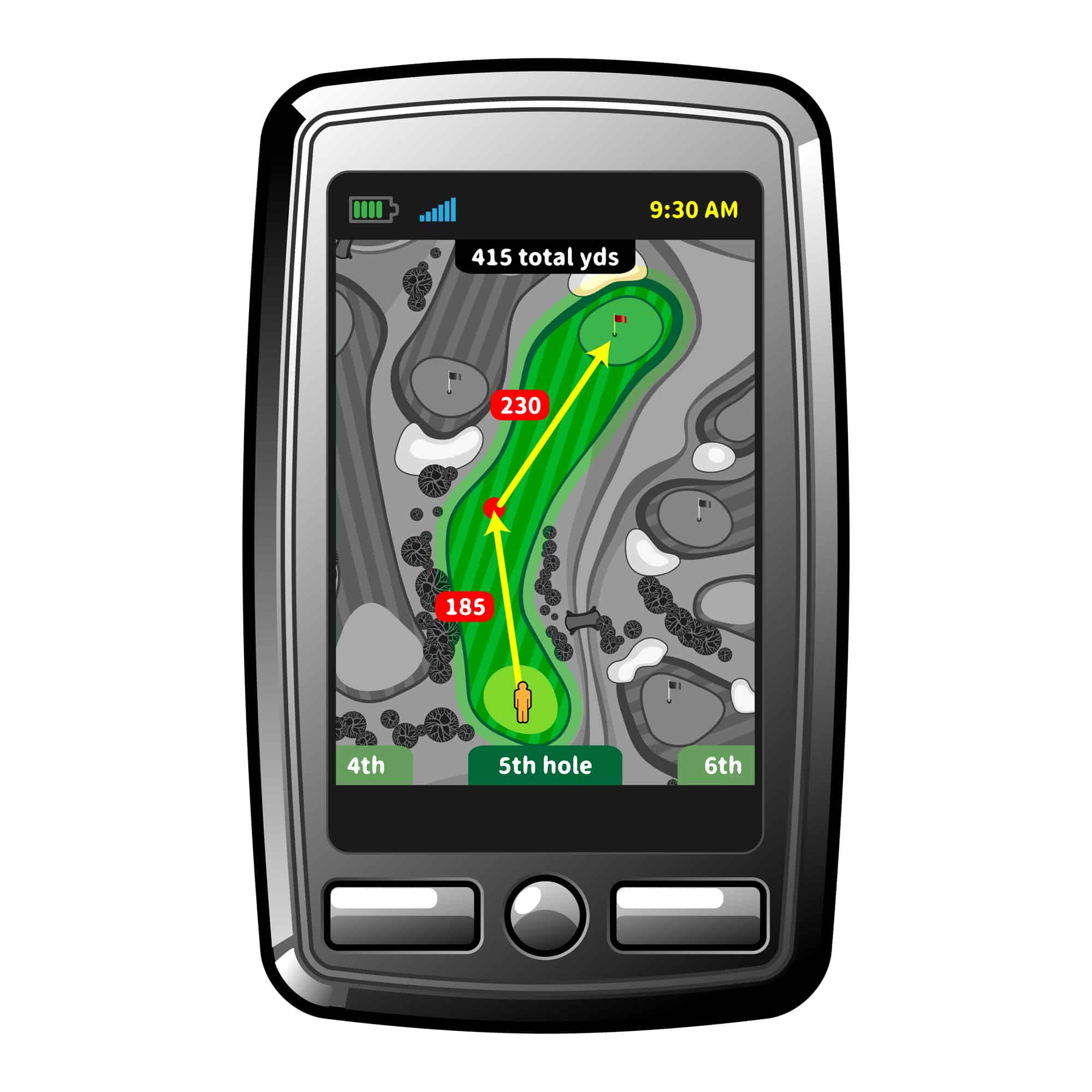 Abstract gps golf device