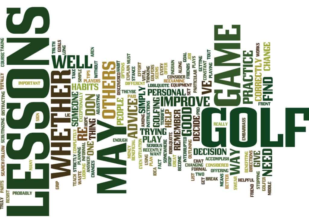 GOLF LESSONS Text Background Word Cloud Concept