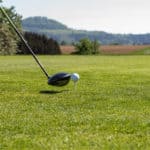 golf course lawn grass ball in springtime landscape of south germany countryside for relaxing outdoors