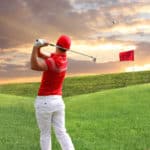 golfer hitting tee shot