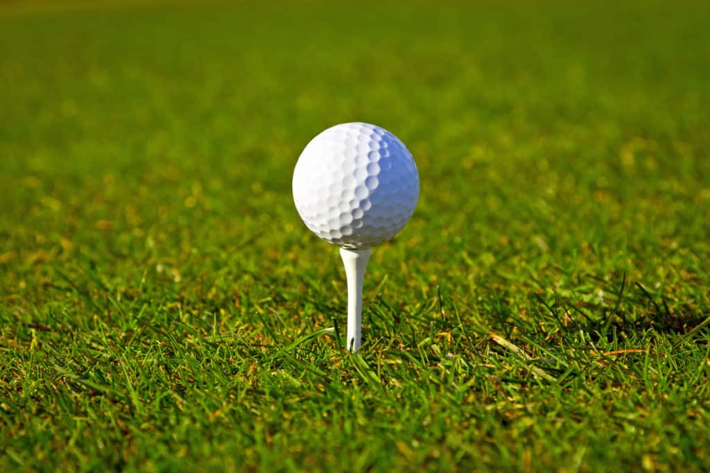 golf ball on grass on tee