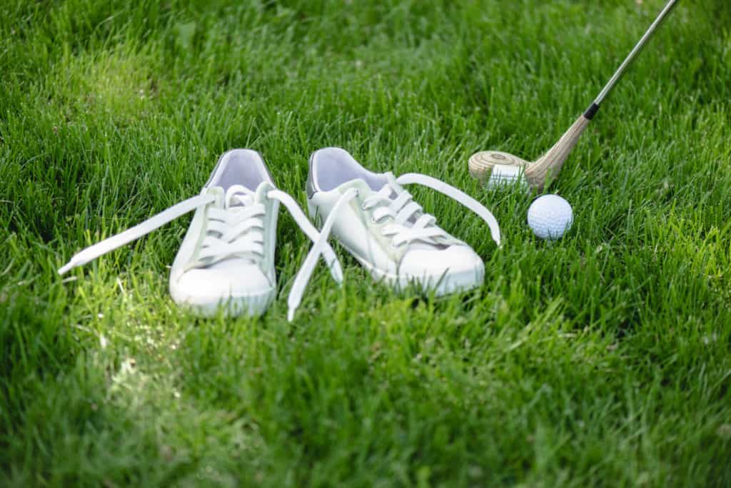 golf shoes in grass