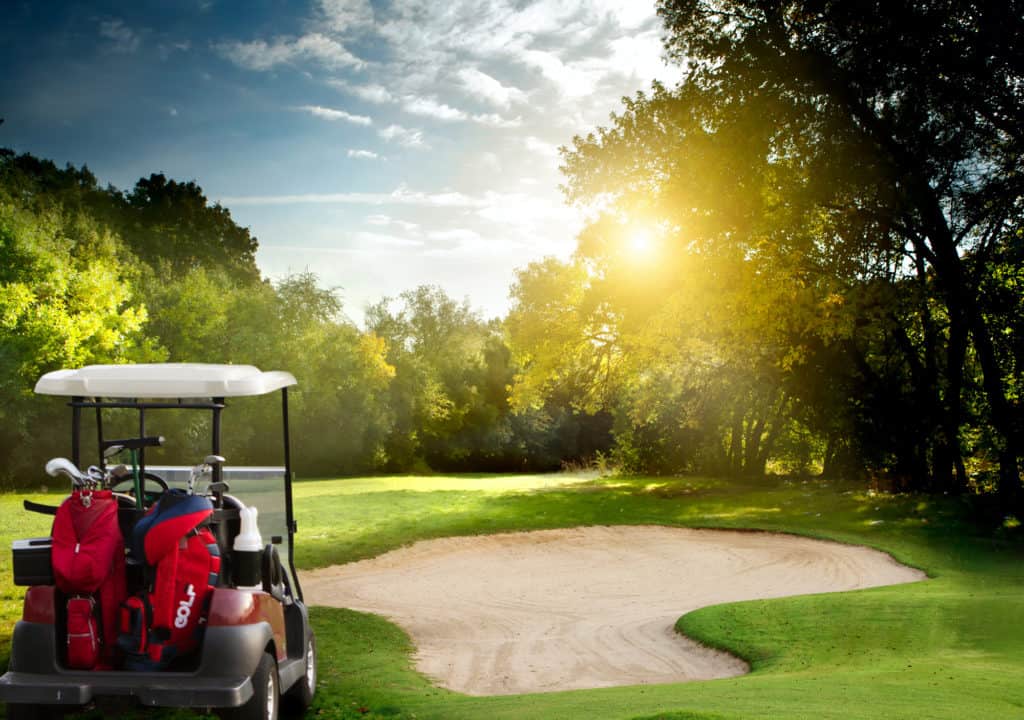 Golf car on the golf course