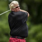 John Daly watches his tee shot at the 2nd hole during American Family Insurance Championship on June 22nd, 2018 at the University Ridge Golf Course in Madison, WI.