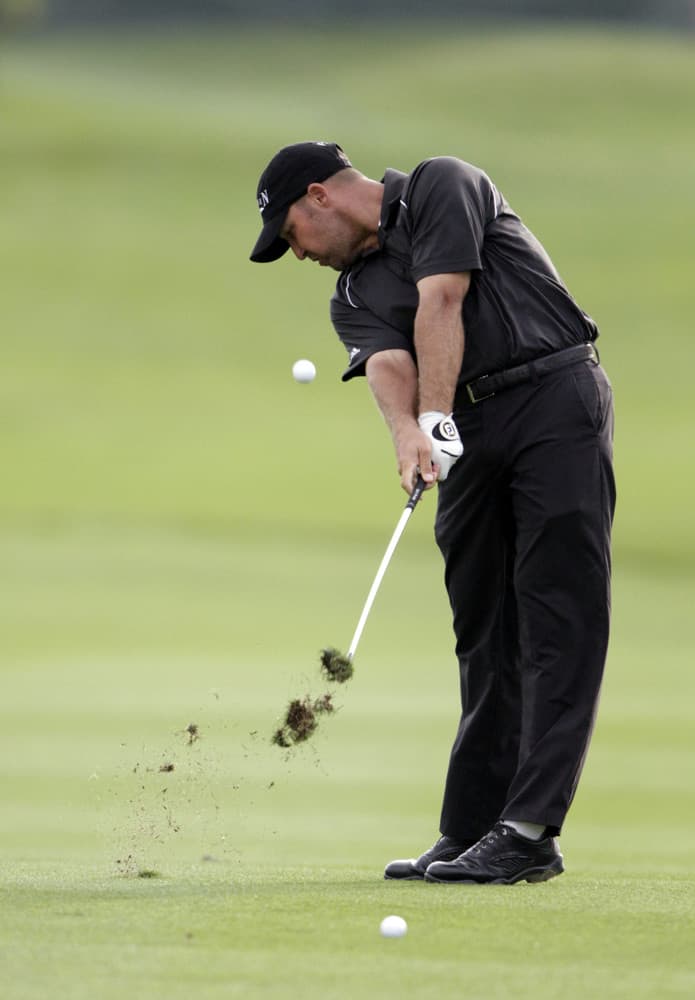 PGA: Honda Classic; Josh Broadaway from Dothan, AL, swings with a #6 Iron. First Hole of the Third Round at the Palm Beach Gardens PGA Tournament March 5, 2011