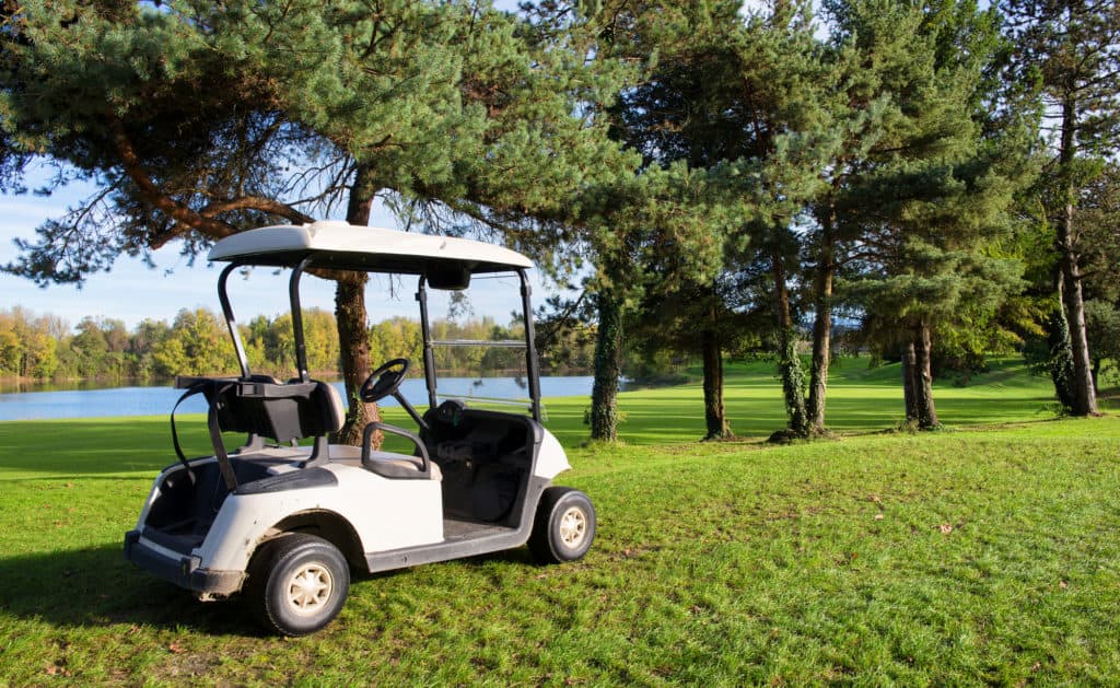 a golf carts on a golf course