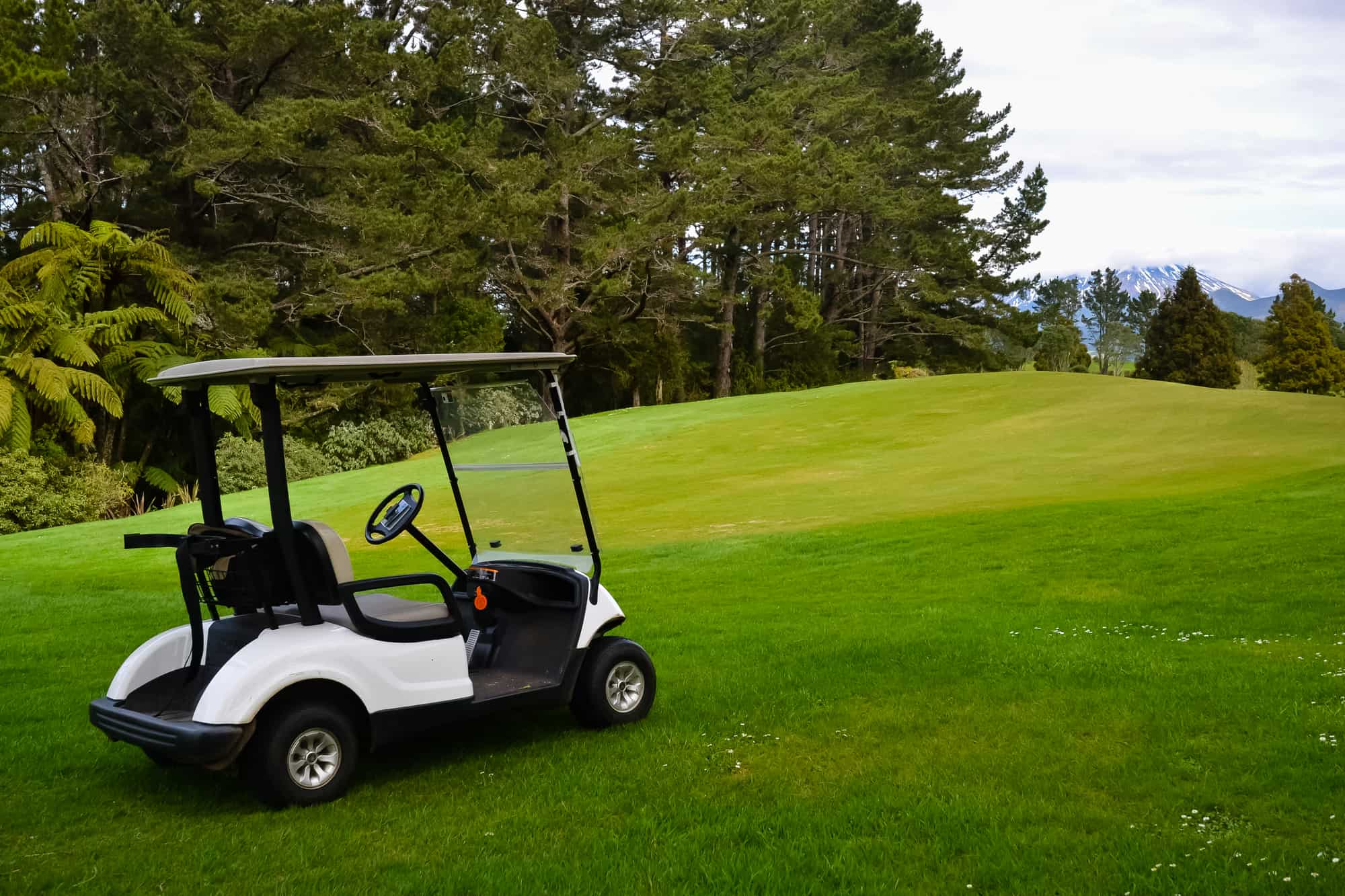 Golf cart waiting for golfers to return