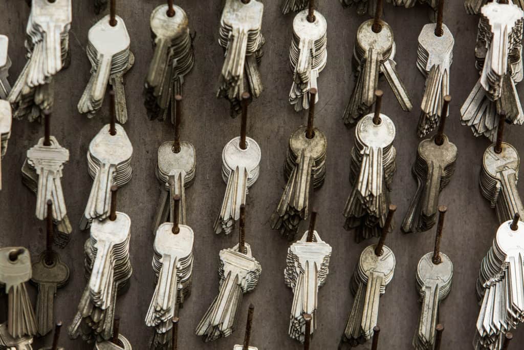 keys hanging on board