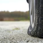 Close-up of Flat rear tire