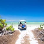 golf cart at tropical beach