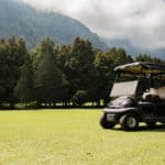 Golf cart parked.