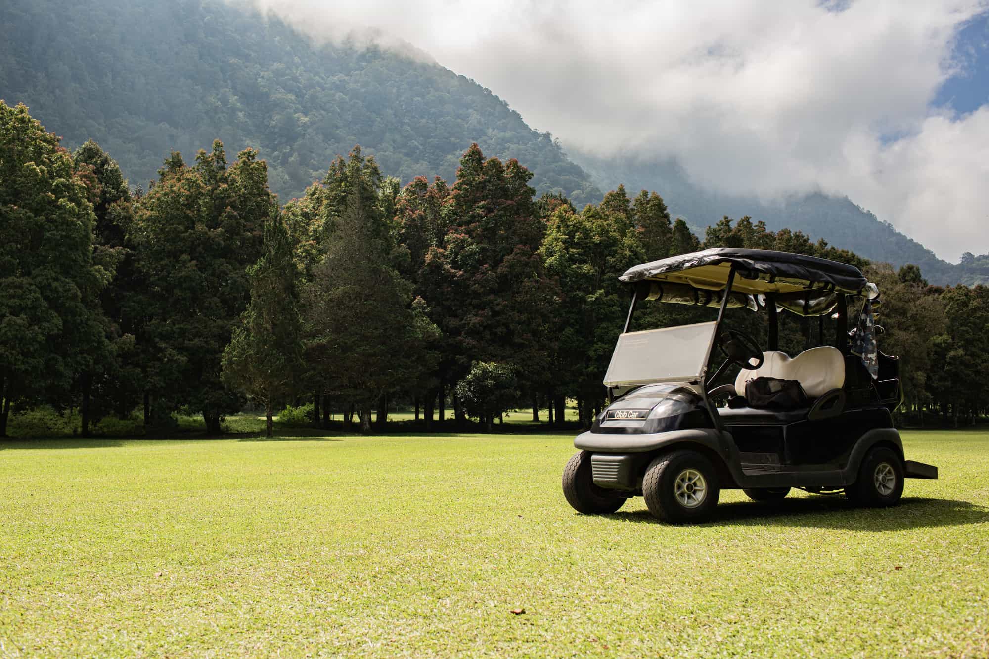 Golf cart parked.