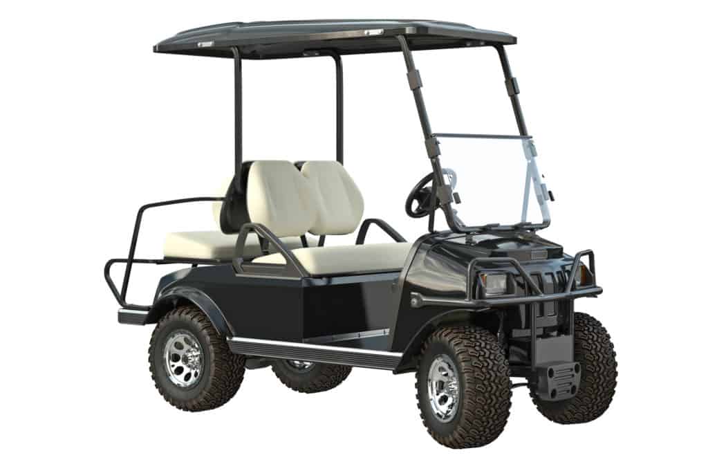 Golf car transport golfing equipment. 3D graphic