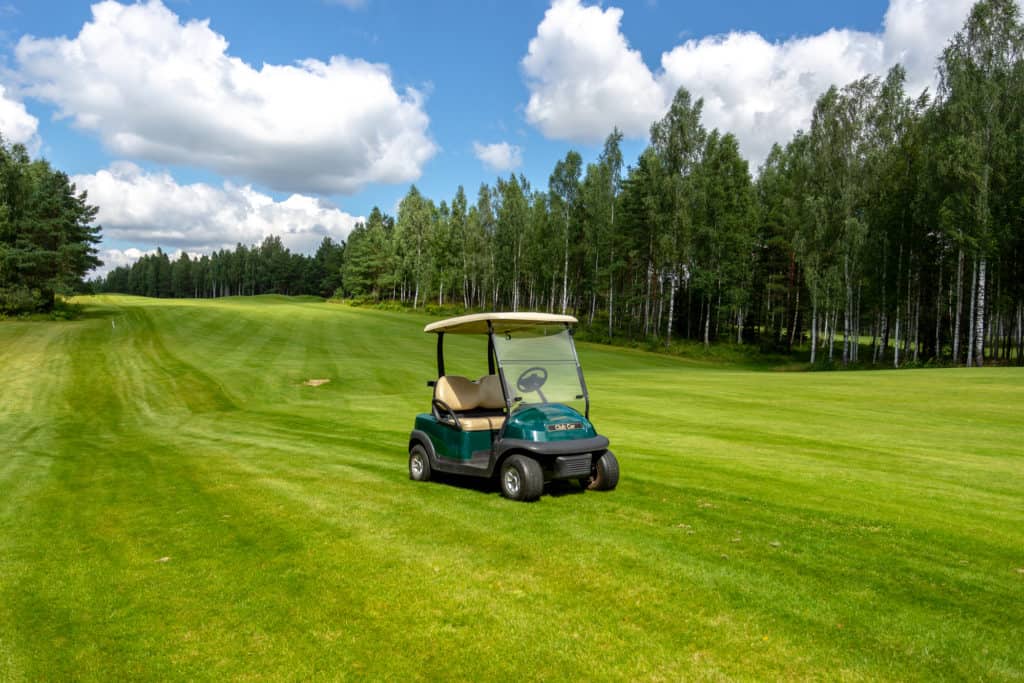 Club car golf cart at luxury golf club