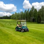 Club car golf cart at luxury golf club