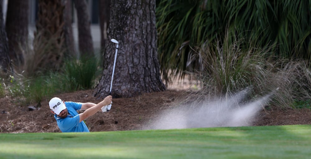 May 13, 2017 - Ponte Vedra Beach, Florida, United States - Louis Oosthuizen hits out of the rough on the 11th hole during the third round of The PLAYERS Championship at TPC Sawgrass