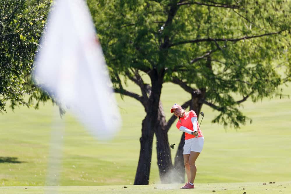 Charley Hull of England hits her approach to #18 during the First Round of the LPGA Volunteers of America North Texas Shootout at Las Colinas Country Club in Irving, TX.