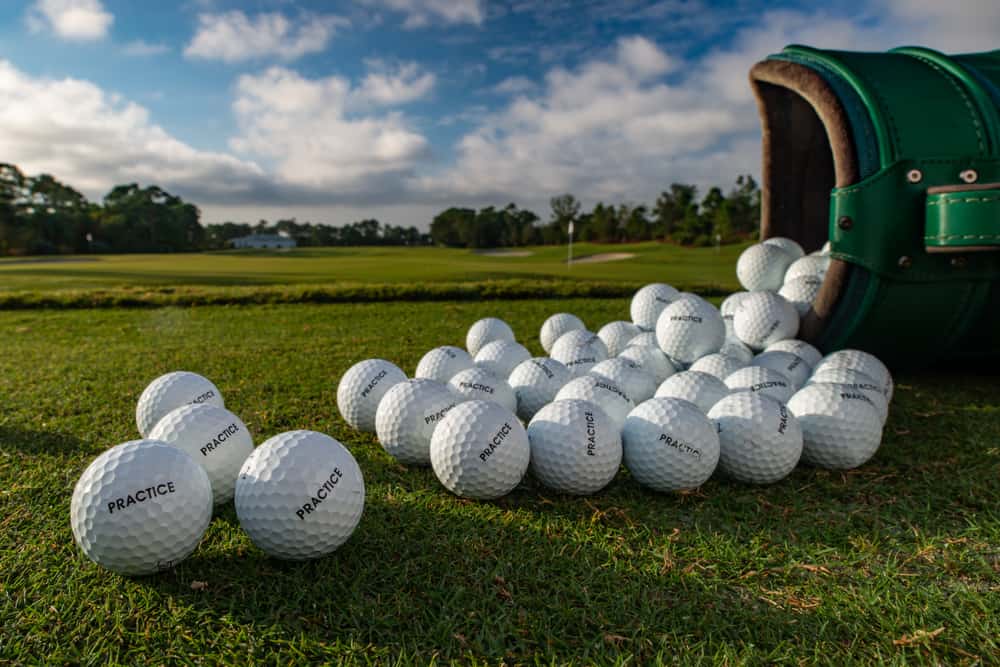 bag of practice golf balls